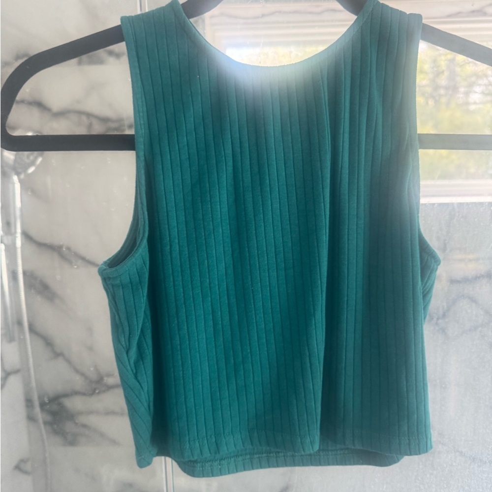 Sleeveless Ribbed Tank Top - Teal